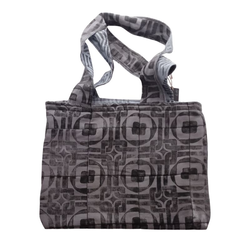 Lino Printed Fabric Hand Sewn Tote Bag by Artist Patti Arnold