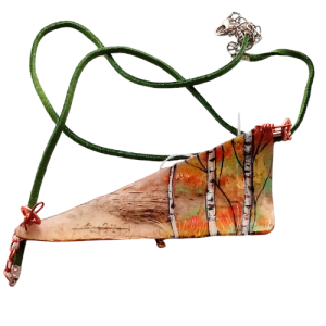 Right Angle Triangle Handpainted Birch Bark Statement Necklace