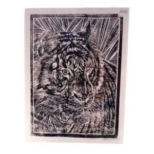 Tiger Lino Print by Patti Arnold