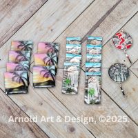 Nature inspired handpainted resin creations for your jewelry projects! Palm trees, waterfalls, and more!