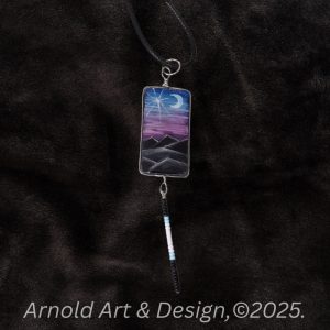 Moonlit Desert Hand-Painted Pendant – A Miniature Work of Art
