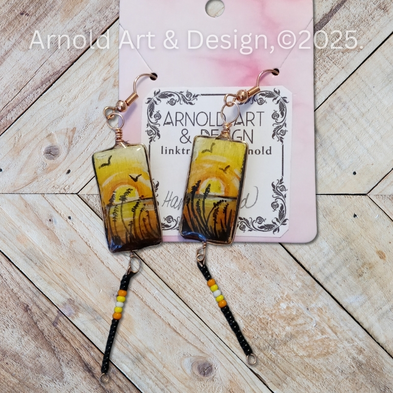 Sunset Meadow handpainted resin earrings