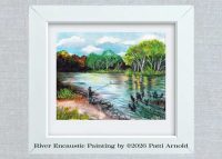 River Encaustic Painting by Patti Arnold