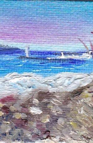 Mini Oil Painting on Canvas Petoskey Michigan Beach