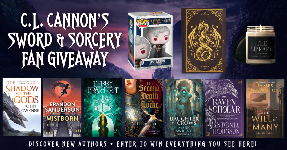 The C.L. Cannon Sword and Sorcery Giveaway is live! The graphic has a selection of fantasy books offered by amazing authors.