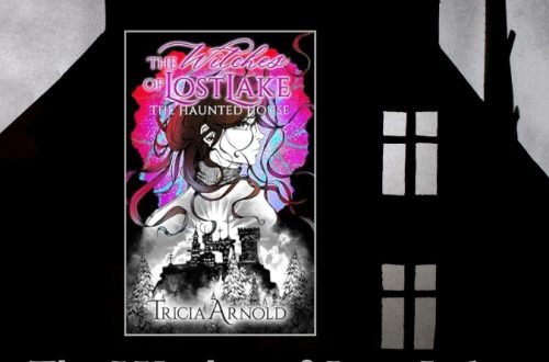 Get Book 1 of The Witches of Lost Lake Free! This ad has the book cover against a dark silhouette of a house.