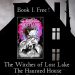 Get Book 1 of The Witches of Lost Lake Free! This ad has the book cover against a dark silhouette of a house.